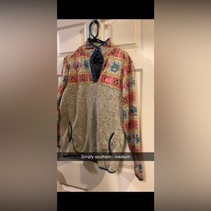 Simply Southern Women's Colorful Patterned Crewneck Sweater